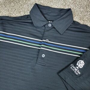 FootJoy Mens Small Black Striped Performance Stretch Golf Polo Short Sleeve